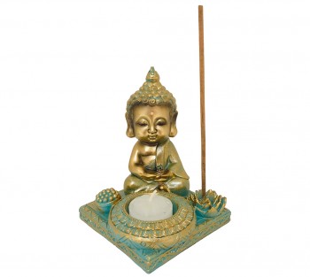 Budha Incensario e Porta Vela - 13cm