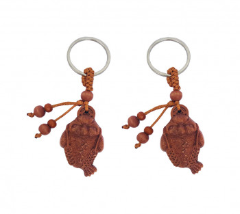 2 Chaveiros de Madeira Sapo - 8cm