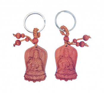2 Chaveiros de Madeira Kuanyin - 8cm