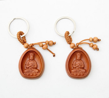2 Chaveiros de Madeira Budha V. - 10cm