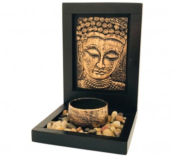 Porta Vela Budha Bronzeado - 15cm
