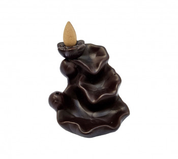 Incensario Cerâmica Cascata Marrom - 9cm