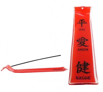Incensário de vidro canaleta Feng-Shui