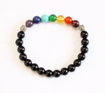 Pulseira 7 Chakras e Ônix