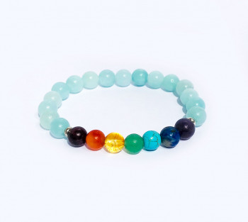 Pulseira 7 Chakras e Jade Azul