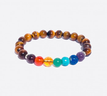 Pulseira 7 Chakras e Olho de Tigre