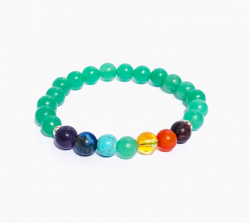 Pulseira 7 Chakras e Quartzo Verde