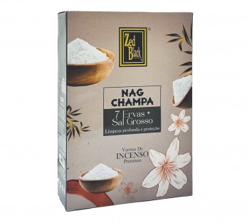  NAG CHAMPA 7 Ervas com Sal Grosso- Incenso Indiano Zed Black